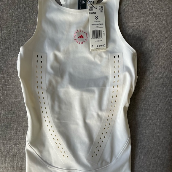 Stella McCartney for Adidas Truepur Tank in white/active pink. - Picture 2 of 5